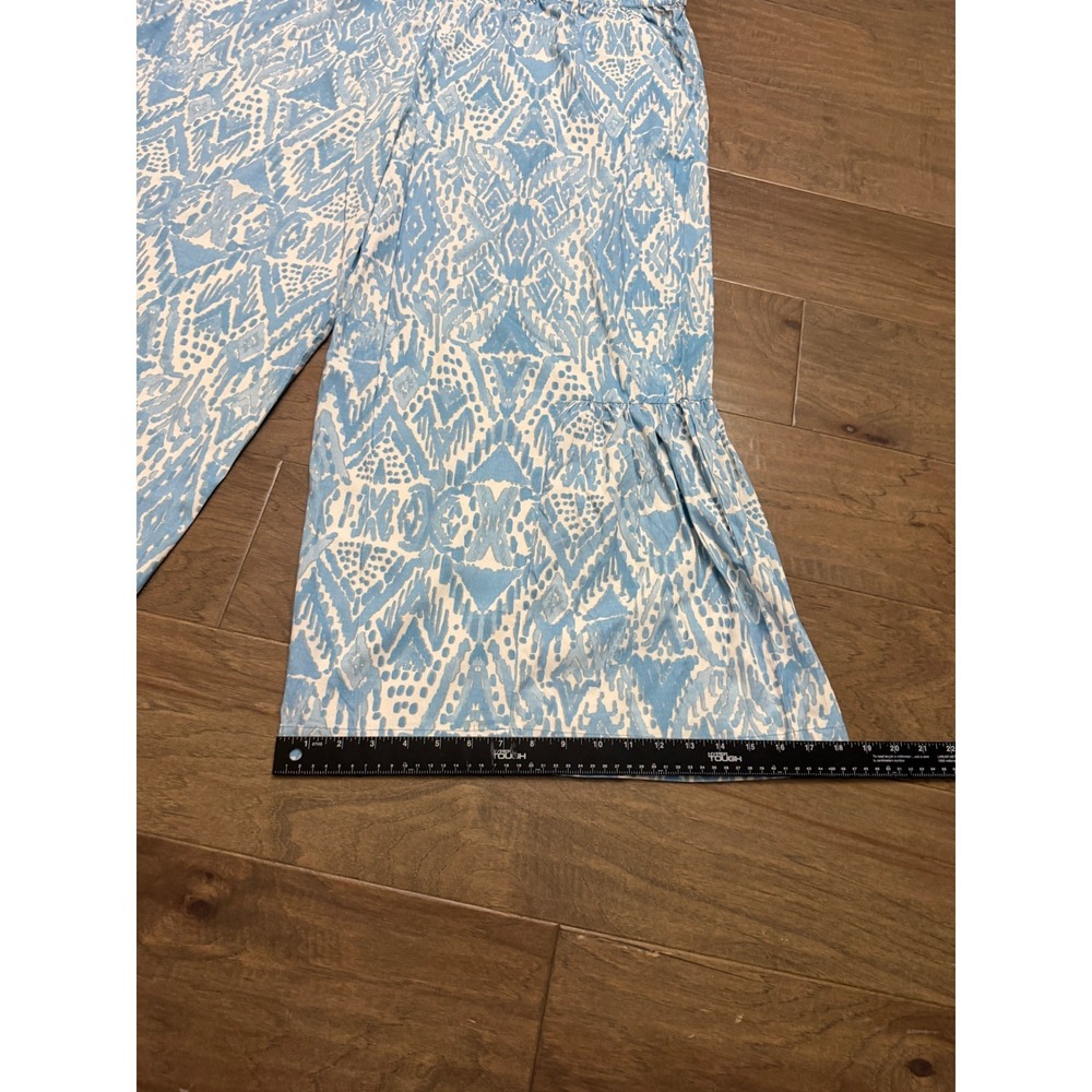 NWT Tolani Collection Rosaleen Pants Womens 2XP Blue Ikat Ruffle Wide Leg Boho - Picture 7 of 8